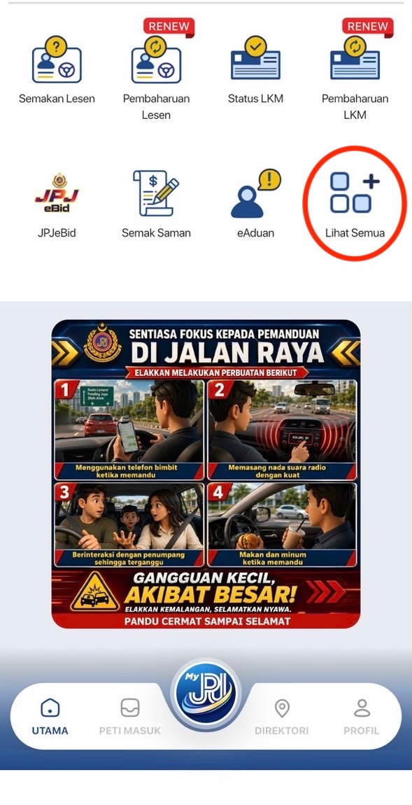 MyJPJ Step 2 – Lihat Semua