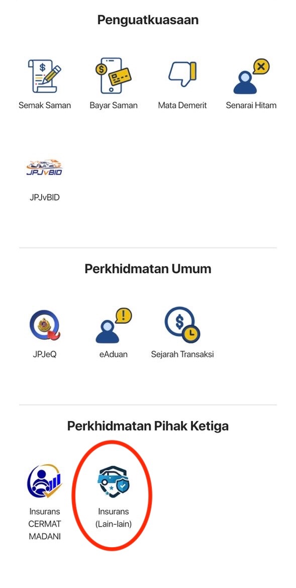 MyJPJ Step 3 – Insurans Lain-lain